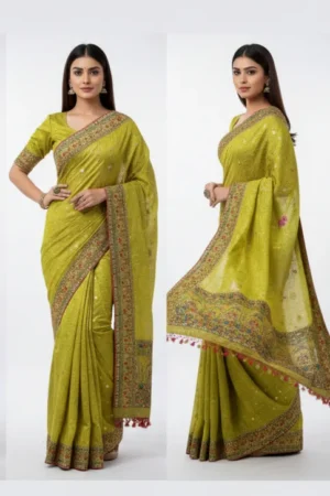 Multi Color Heavy Kacchi Bharat Cotton Saree