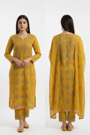 Women’s Yellow Printed Straight Kurta – Vibrant, Comfortable & Stylish