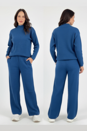 The Lifestyle Co Self Design Ribbed Knit Sweater & Wide-Leg Trousers Co-Ords – Cozy Chic Redefined