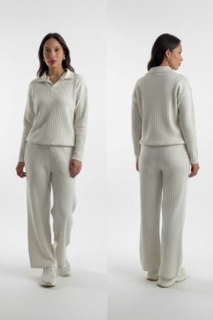 Women's Shirt Collar T-Shirt with Trouser Set – Smart, Trendy & Effortlessly Chic