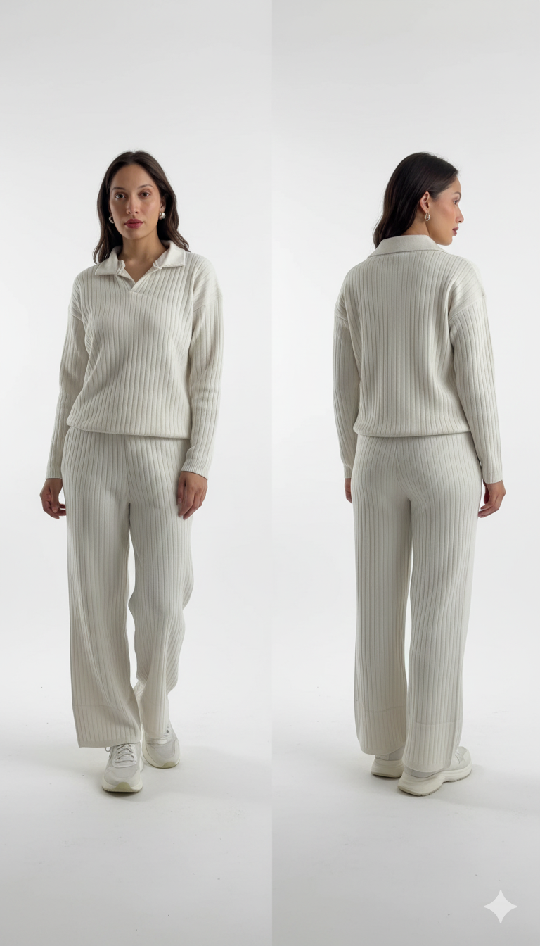 Women's Shirt Collar T-Shirt with Trouser Set – Smart, Trendy & Effortlessly Chic