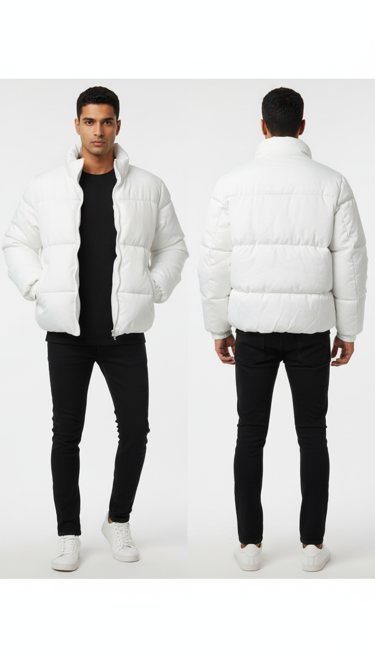 Men’s Stand Collar Winter Lightweight Down Jacket – Oversize, Warm Thick Coat